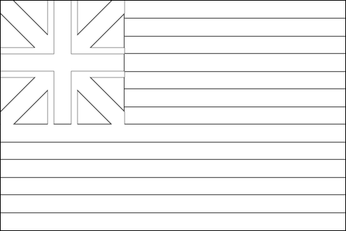 Omtrek van de vlag van Grand Union (VS 1775-1777) om in te kleuren