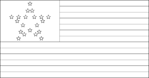 Omtrek van de vlag van Great Star (VS 1818-1819) om in te kleuren