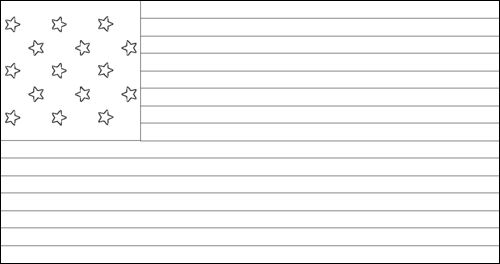 Omtrek van de vlag van Star-Spangled Banner (VS 1795-1818) om in te kleuren