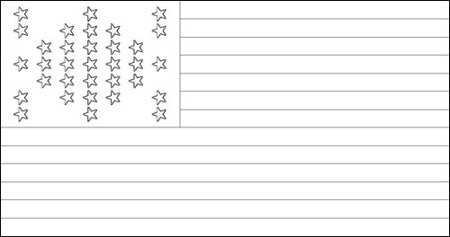 Omtrek van de vlag van Fort Sumter (VS 1861) om in te kleuren