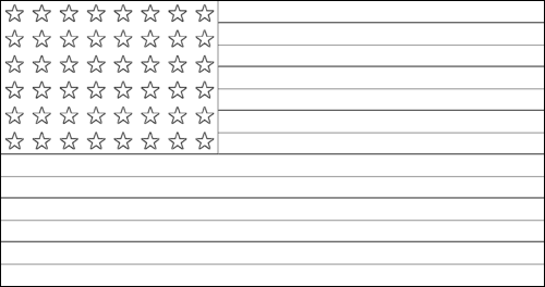 Omtrek van de vlag van USA 48 sterren (1912-1959) om in te kleuren