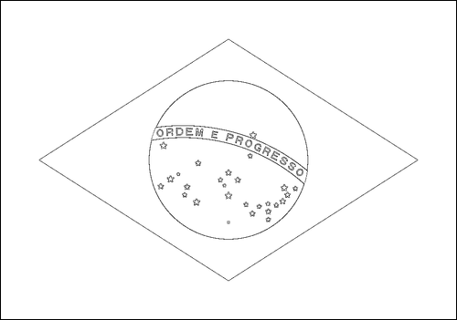 Omtrek van de vlag van Brazilië om in te kleuren