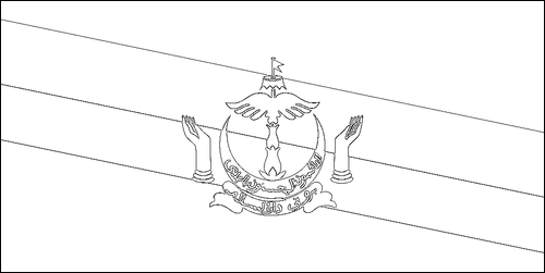 Omtrek van de vlag van Brunei Darussalam om in te kleuren