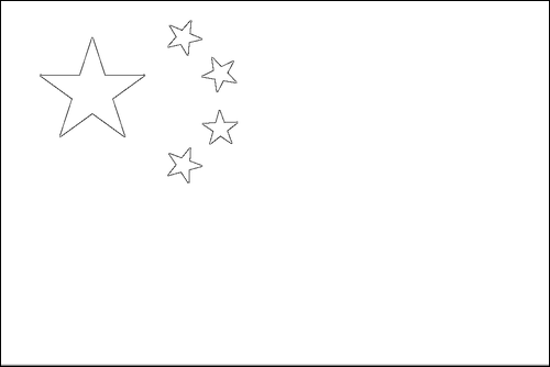 Omtrek van de vlag van China om in te kleuren