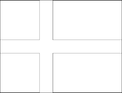 Omtrek van de vlag van Denemarken om in te kleuren