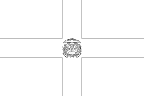 Omtrek van de vlag van Dominicaanse Republiek om in te kleuren