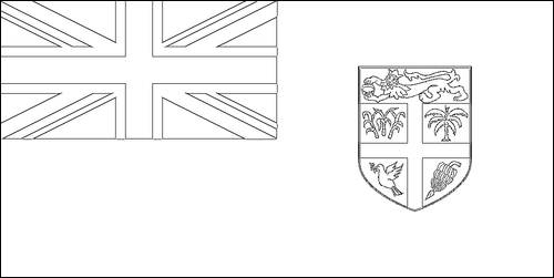 Omtrek van de vlag van Fiji om in te kleuren