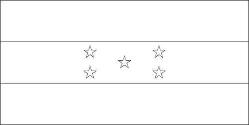 Omtrek van de vlag van Honduras om in te kleuren