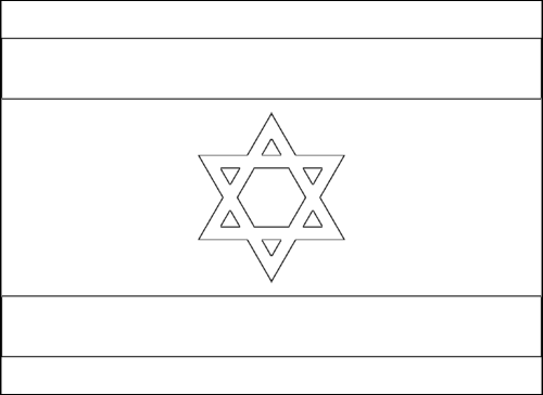 Omtrek van de vlag van Israël om in te kleuren