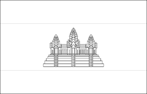 Omtrek van de vlag van Cambodja om in te kleuren