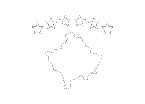 Omtrek van de vlag van Kosovo om in te kleuren
