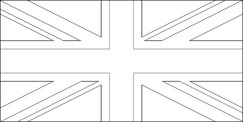 Omtrek van de vlag van Groot-Brittannië om in te kleuren