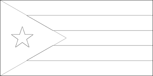 Omtrek van de vlag van Cuba om in te kleuren