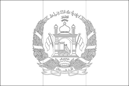 Omtrek van de vlag van Afghanistan om in te kleuren