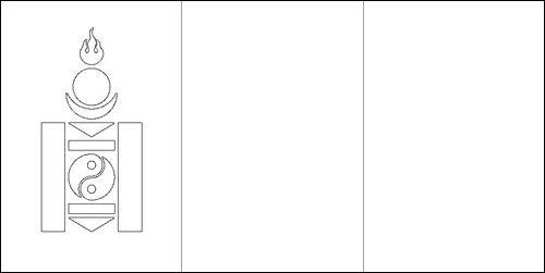 Omtrek van de vlag van Mongolië om in te kleuren