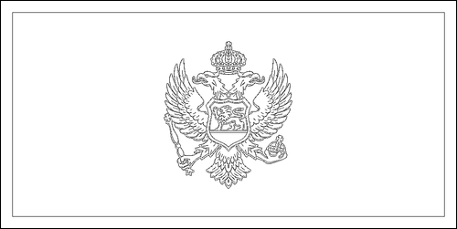 Omtrek van de vlag van Montenegro om in te kleuren