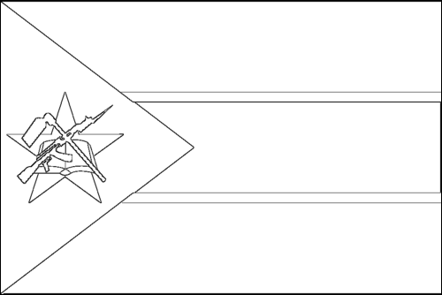 Omtrek van de vlag van Mozambique om in te kleuren