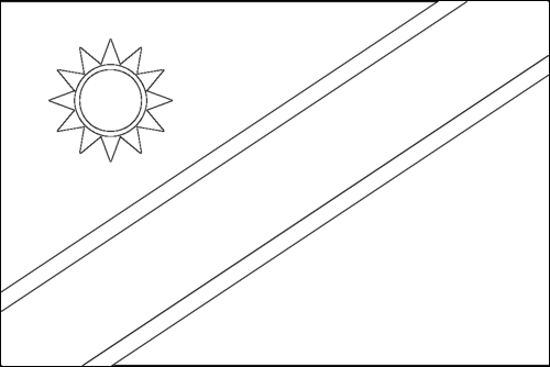 Omtrek van de vlag van Namibië om in te kleuren