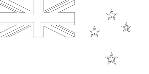 Omtrek van de vlag van Nieuw-Zeeland om in te kleuren