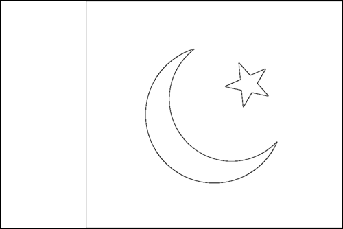 Omtrek van de vlag van Pakistan om in te kleuren