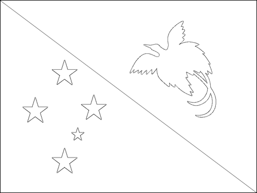 Omtrek van de vlag van Papoea-Nieuw-Guinea om in te kleuren