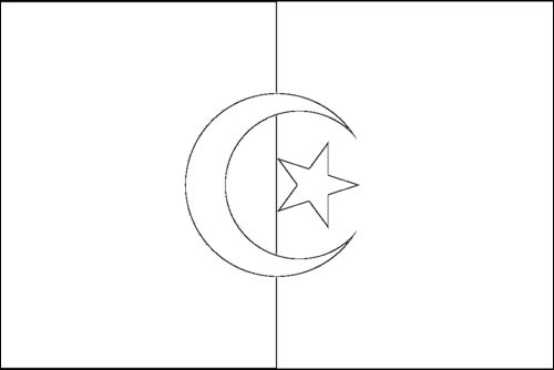 Omtrek van de vlag van Algerije om in te kleuren