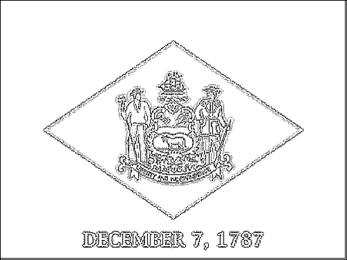 Omtrek van de vlag van Delaware om in te kleuren