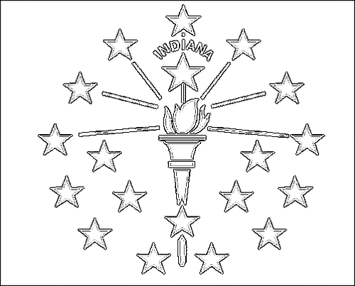Omtrek van de vlag van Indiana om in te kleuren