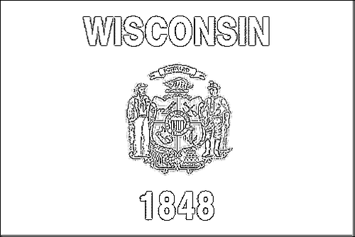 Omtrek van de vlag van Wisconsin om in te kleuren
