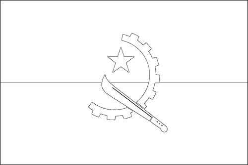 Omtrek van de vlag van Angola om in te kleuren