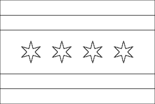 Omtrek van de vlag van Chicago om in te kleuren