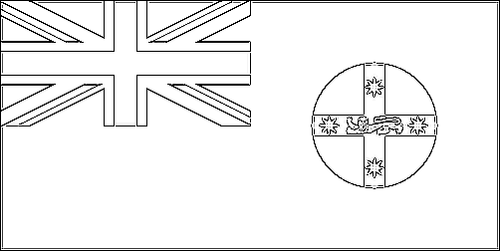 Omtrek van de vlag van New South Wales (Nieuw-Zuid-Wales) om in te kleuren