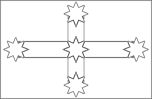 Omtrek van de vlag van Eureka Stockade om in te kleuren