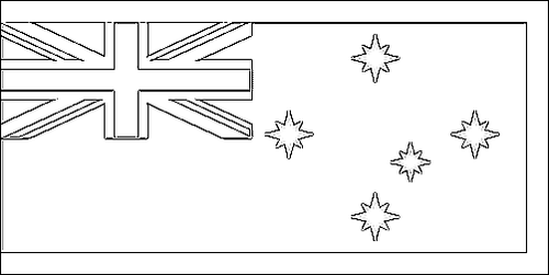 Omtrek van de vlag van Anti-Transportvereniging (1851, Australië) om in te kleuren
