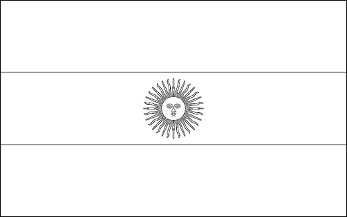Omtrek van de vlag van Argentinië om in te kleuren