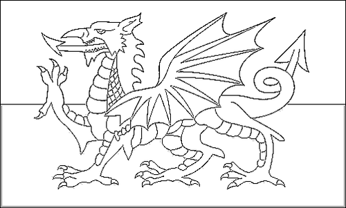 Omtrek van de vlag van Wales om in te kleuren