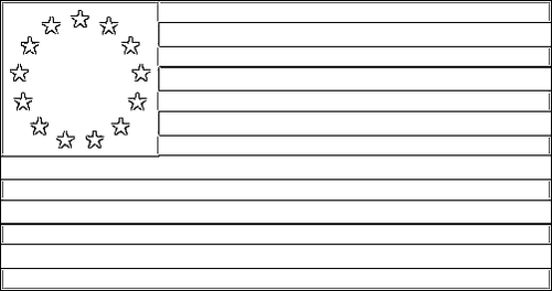 Omtrek van de vlag van Geconfedereerde Staten van Amerika (Betsy Ross) (1776-1795) om in te kleuren