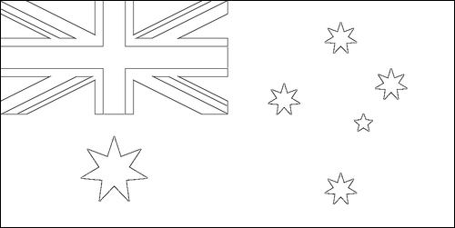 Omtrek van de vlag van Australië om in te kleuren