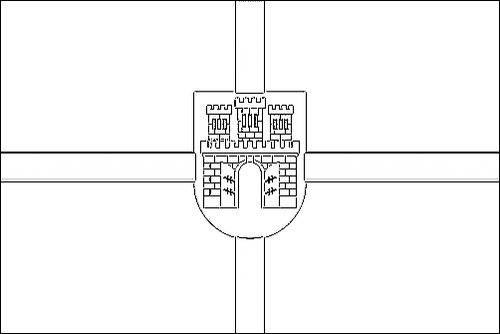 Omtrek van de vlag van Schytomyr om in te kleuren