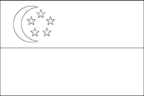 Omtrek van de vlag van Singapore om in te kleuren
