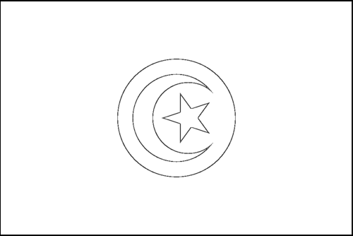 Omtrek van de vlag van Tunesië om in te kleuren