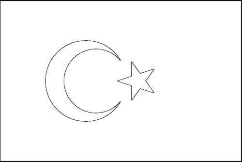 Omtrek van de vlag van Kalkoen om in te kleuren