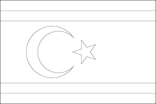 Omtrek van de vlag van Turkse Republiek Noord-Cyprus om in te kleuren