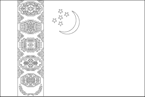 Omtrek van de vlag van Turkmenistan om in te kleuren