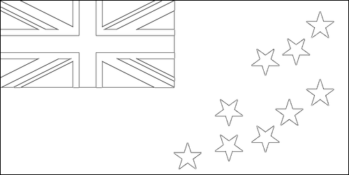 Omtrek van de vlag van Tuvalu om in te kleuren
