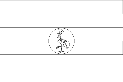 Omtrek van de vlag van Oeganda om in te kleuren