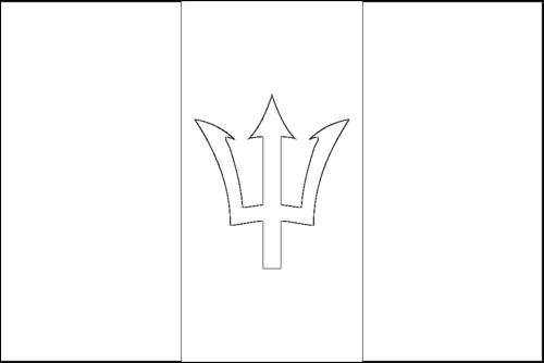 Omtrek van de vlag van Barbados om in te kleuren