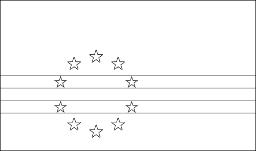 Omtrek van de vlag van Kaapverdië om in te kleuren