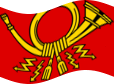 Zwaaien Deutsche Bundespost (dienstvlag van 1950 tot 1994) vlag statisch