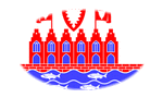 Heiligenhafen-Vlag als ovaal vignet